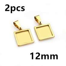 2 chiếc đế trống bằng thép không gỉ hình vuông, kích thước bên trong 10-25mm, dùng làm mặt dây chuyền cabochon, khay đựng phụ kiện làm trang sức DIY. - quảng trường - Xem 19