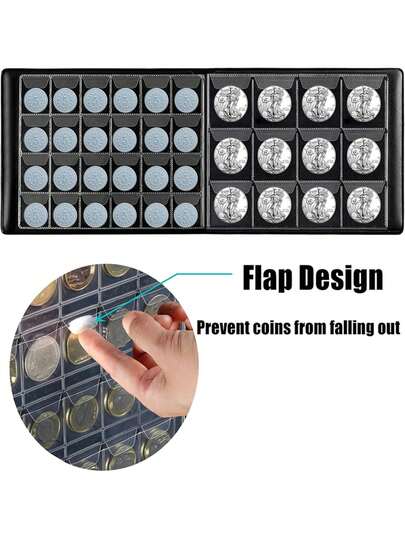 240pcs Black Coin Collection Album, Suitable For Coin Collectors