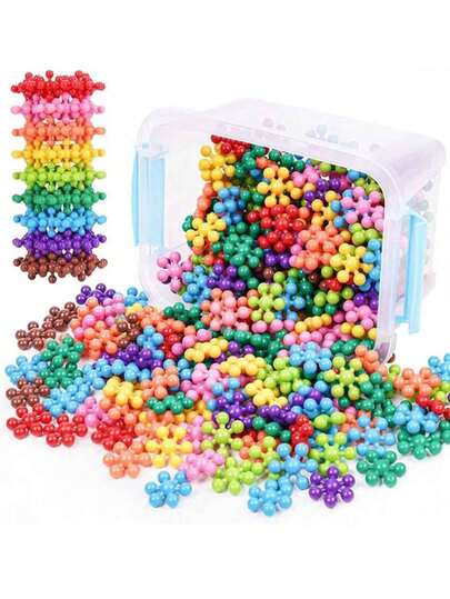 60/100/200PCS Snowflake Interlocking Building Block Toy Creative Stress Relief Fidget Toys Party Favors With Storage Box Toys,Fidget Toys,Sensory Toys