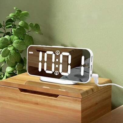 LED Digital Alarm Clock, Student Dorm Nightlight Large Display, Home Bedside Smart Digital Clock With Functions: 2 Independent Alarms, Day-Time Display, 12/24H Format, 3 Brightness Levels, Wall Mount/Freestanding, Weekday/Weekend Alarm Mode