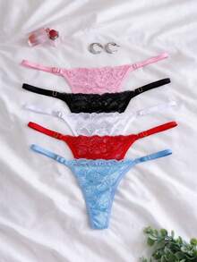 Set Of 10 Lace Panties With Adjustable Double Thong, Sensual Lace Lingerie, Women's Intimate Apparel, Wholesale - Nhiều màu - Xem 2