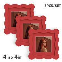 1pc/3pcs Wavy Design Photo Frame For Wall & Tabletop Decoration, Artistic Creative Home Decor With Multi-Color Waves - 7 Standard Sizes 4x4in, 4x6in, 5x7in, 6x6in, 8x8in, 8x10in, 11x14in - Modern Stylish Interior Accent, Fun Picture Frames, Scalloped Picture Frame- Graduation Wedding Gift (Random Photo Paper) - 波浪形 - 查看 24