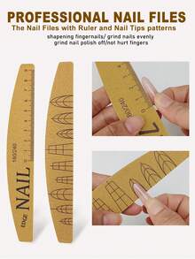 NailShine 1/3/6pcs Washable, Durable Nail Files With Scale, Nail Buffing Sponge Blocks, Double-Sided Nail Sanding Blocks - Khaki - View 1