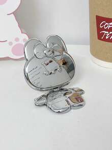 1个可爱电镀兔子化妆镜，3D手机支架，可折叠旋转桌面支架，小巧设计 - 彩色 - 查看 13