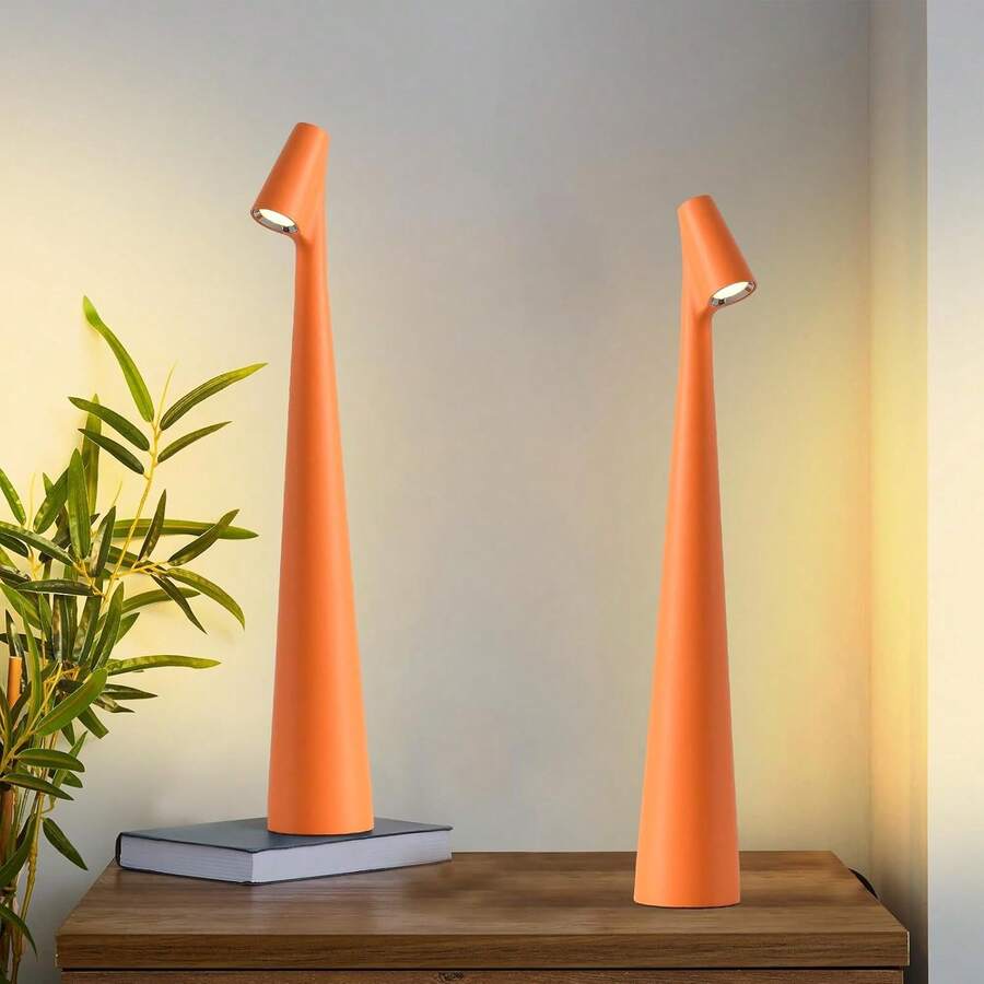 Cordless Small Table Lamps Set Of 2,3 Levels Brightness Portable Desk Lamp,Rechargeable Battery Lights For Outdoor, Restaurant, Bedside, Baby Night Light(Orange) - 金色 - 查看 1