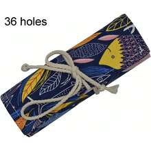 Portable Roll-Up Canvas Pencil Case - A - View 13