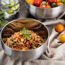 1/5 Pcs Stainless Steel Double Layer Bowl Set - Rust-Proof, Round Noodle And Soup Bowls, Large Diameter And Deep Capacity - Suitable For Home Use, Can Keep Food Warm Or Cold - Double-layer Bowl - View 5