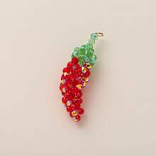 1件时尚新颖水果系列玻璃葡萄、樱桃、辣椒吊坠，18K镀金，防水防褪色，DIY饰品配件，项链、手链、耳环、钥匙扣、包包、女士饰品、钱包、小吊坠、礼物 - 彩色 - 查看 12
