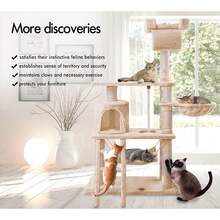 B BEASTIE BEASTIE Cat Tree Scratching Post Scratcher Tower Condo House Furniture Wood 141cm - Màu be - Xem 11