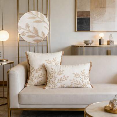 1件波西米亚风春夏条纹抱枕套 - 纹理绗缝装饰，适用于沙发、卧室 | 聚酯纤维 SPFA 装饰，18x18 英寸和 12x20 英寸枕套（不含枕芯）