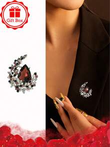 1pc 18K Gold Plated French Classic Crystal Brooch, Comes With Gift Box, Suitable For Christmas, Valentine's Day And All Seasons Gifting - Crystal Brooch - View 4