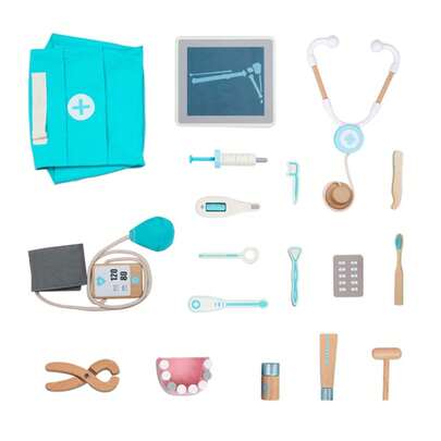 Juego de simulación de médico de madera para niños, kit de simulación interactiva para padres e hijos, juguete para jugar en casa