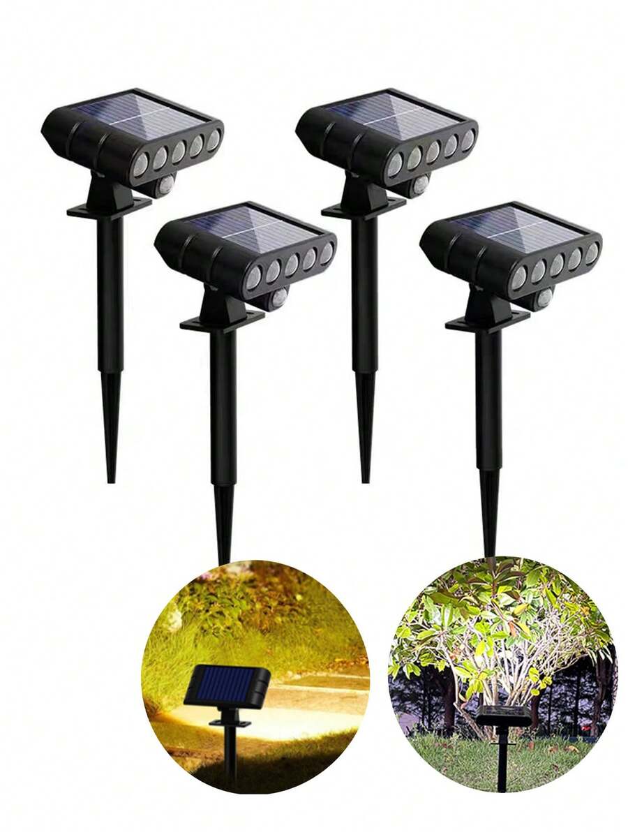 Lampă de grădină cu LED, cu alimentare solară, potrivită pentru exterior, curte, grădină, garaj, gazon, iluminat peisagistic cu senzor de mișcare, alimentată cu energie solară, se încarcă în timpul zilei, se aprinde automat noaptea, iluminat peisagistic cu alimentare solară - lampă de podea - Vizualizare 1