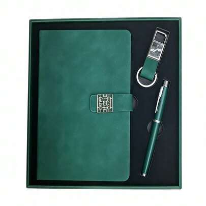 Set de Regalo de Oficina con Cuaderno, Bolígrafo y Llavero de Alta Calidad para Graduación