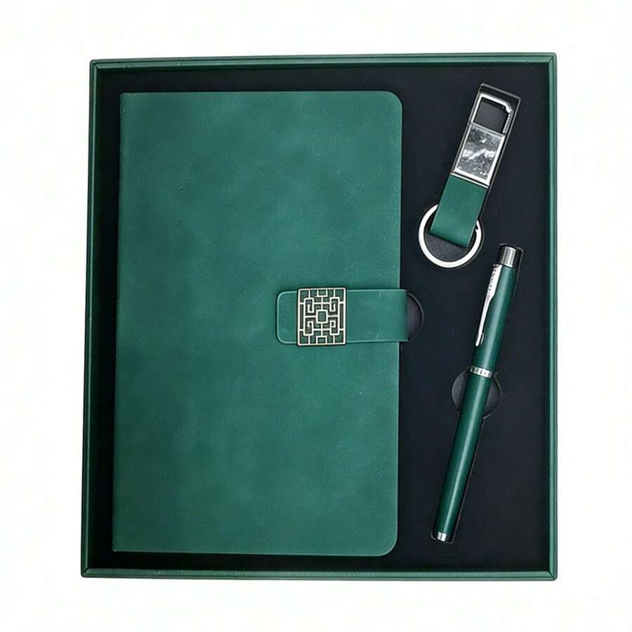 Set de Regalo de Oficina con Cuaderno, Bolígrafo y Llavero de Alta Calidad para Graduación - A5 - Ver 1