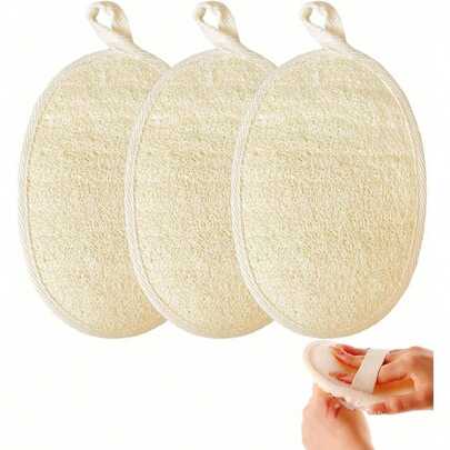Natural Loofah Exfoliating Body Scrubber, Bath Shower Loofah Sponge Women And Men, Made With Shower Luffa Sponge, For Face And Body That Gets You Clean(3 PC)