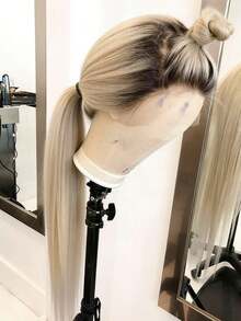 Ombre Brown Roots Ash Blonde 250 Density Lace Front Wigs Human Hair Long Straight Glueless Wigs Human Hair Pre Plucked Bleached Knots 13x4 HD Transparent Silky Straight Lace Frontal Wig For Women - 根根分明與漸層 - 查看 6
