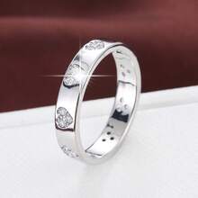 1枚简约心形立方氧化锆镶嵌时尚戒指，情人节情侣礼物 - 彩色 - 查看 17