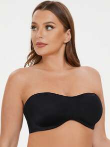 MELENECA Women's Strapless Bra For Large Bust Minimizer Unlined Bandeau With Underwire - Black - View 5