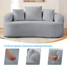 Minimalist Compact Loveseat Sofa With Chenille Upholstery, No-Assembly 2-Seater Curved Couch For Small Spaces/Apartments - 淺灰色 - 查看 7