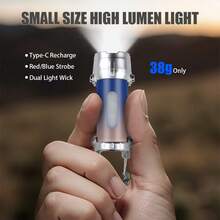 1pc Mini Dual-Light Source Emergency Flashlight | Keychain Design Red/Blue Warning Mode Large Battery Car & Home Use Portable Lighting Tool - Keychain Light - View 4