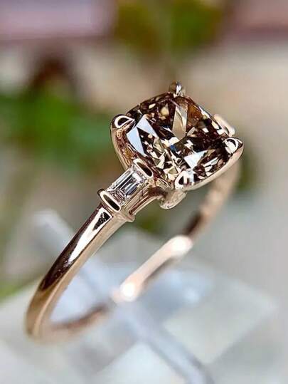 A Dazzling And Luxurious Women's Wedding Ring, Beautifully Plated In 14K Gold Color With Sparkling Synthetic Zirconia Stones, Symbolizing Eternal Love, Suitable For Daily Wear And Weddings, A Refined Valentine's Day Gift