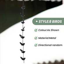 Metal Rain Chain For Outside Adjustable Rain Catcher Chain With Bell For Gutters Outside Eaves Drainage Downspout, For Divert Water And Home Display - 黑鳥雨鏈 - 查看 8