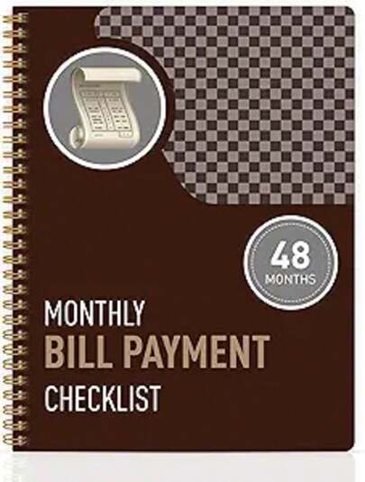 Monthly Bill Payment Checklist - Bill Tracker Notebook & Budget Planner, Bill Organizer And Expense Tracker For Personal Financial Budgeting, 8" X 10", Brown