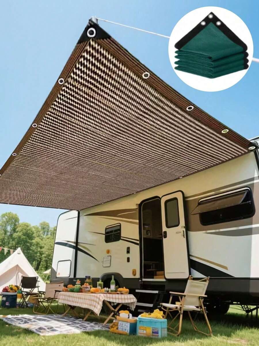 Heavy-Duty Outdoor Privacy Shade Canopy - Portable Rv & Camping Sunshade Awning; Uv-Resistant, Windproof & Water-Repellent Shelter Mesh/Panel For Balcony, Patio, Deck, Motorhome, Campervan, Beach, Picnic & Backyard; Lightweight Foldable Design, Multi-Color / Density Options, Breathable Privacy Screen & Sun Blocker - Ideal For Rv Owners, Vanlifers, Campers, Outdoor Events, Gardeners & Families - A - View 1