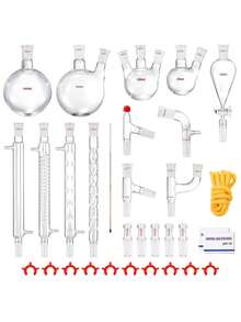 Lab Distillation Kit, 3.3 Boro Lab Glassware Distillation Kit With 24, 40 Joint, 1000ml Essential Oil Distillation Apparatus Kit, 32 Pcs Set Of Glassware Equipment - White - View 8