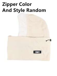 1 pieza (color y estilo del cierre de cremallera aleatorio) Gorro de ciclismo de invierno con cuello integrado de felpa gruesa y máscara facial a prueba de viento y cálida para el invierno - Multicolor - Ver 16