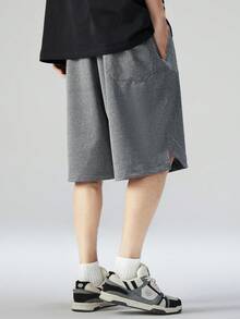 Herren Große Größen Lose, atmungsaktive und schnelltrocknende Basketball Shorts, schlankende amerikanische Passform - Grau - Übersicht 6