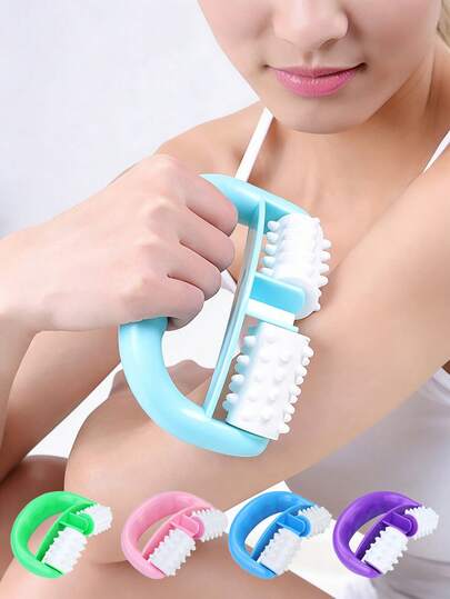 Dual-Roller Body Massage Tool, 1PC Random Color Portable Handheld Massager With Ergonomic Grip, Skin-Friendly Plastic Bristle Rollers For Muscle Relaxation, Blood Circulation & Fatigue Relief, Ideal For Leg, Arm & Full Body Massage, Lightweight & Durable, Perfect For Post-Workout Recovery, Home Relaxation & Travel Use, Suitable For Men & Women