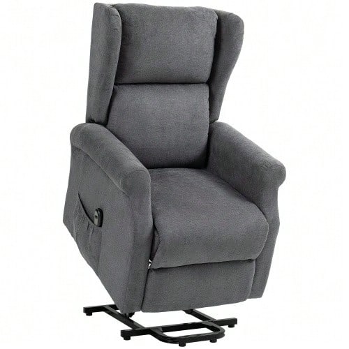 Electric Reclining Armchair With Lift Function, Linen-Look Upholstery, Side Pocket And Remote Control | .De - Dark Grey - View 1