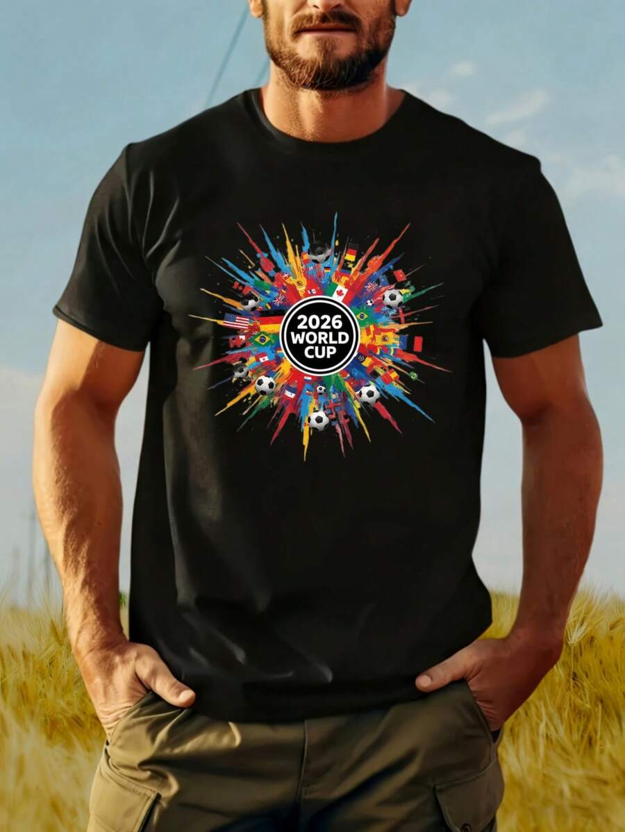 World Cup 2026 T Shirt Ladies, World Cup Finals 2026 Celebration Tee - 黑色 - 查看 1