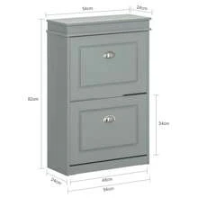 SoBuy Narrow Shoe Cabinet With 2 Flaps, Narrow Shoe Tipper, Adjustable Shoe Rack For Hallway & Entrance Area - Hallway Cabinet With Anti-Tip Device FSR78 - Grey - View 4
