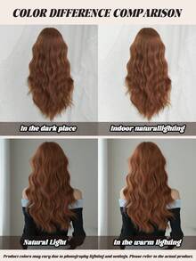 NAMM 24英寸长波浪脏脏色假发，女士款 - 蓬松柔软的波浪卷发假发，带刘海，高密度全机织耐热纤维假发，自然逼真，适合角色扮演、樱花庆典、派对、街头服饰摄影等场合 - 女孩礼物假发配件 - 棕色 - 查看 8