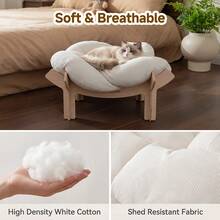Senmeo 1Pc Large Flower-Shaped Pet Bed(Solid Wood Base/Removable Cushion) For Cat/Small Dog|Modern Luxury - Kích thước chân - Xem 7