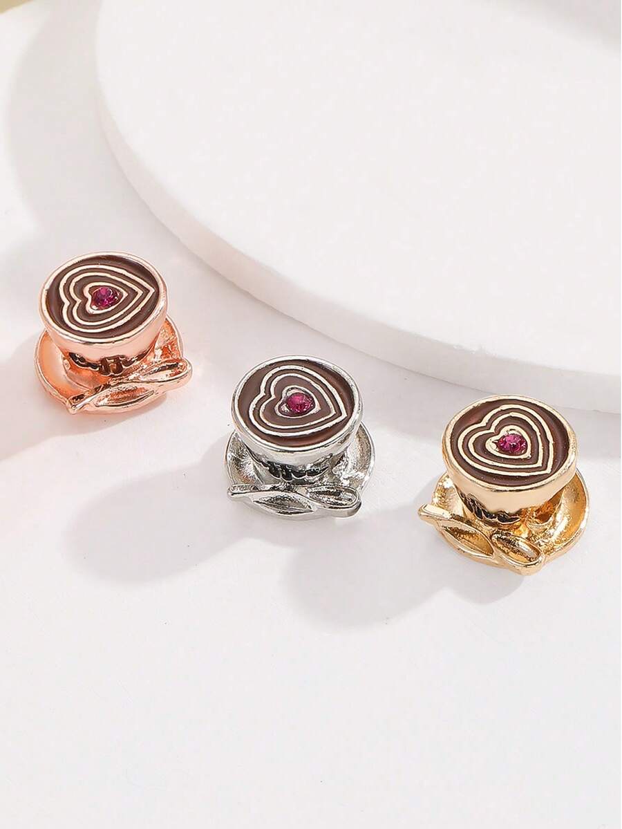 1件优雅水晶咖啡杯串珠吊坠，女士简约日常佩戴手链、项链、吊坠DIY配饰 - 彩色 - 查看 1