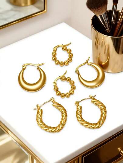 6件套时尚个性耳环套装，奢华百搭耳环，适合女性日常及节日佩戴