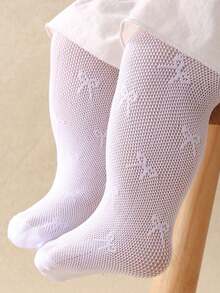 1 Pair White Baby Bowknot Jacquard Dance Socks/Tights, Cute Infant Girls' Romper, Suitable To Match Various Outfits And Dresses, Fit For 0-36 Months Baby Girls, Ideal For Birthday Party Outfit, Made Of Soft And Comfortable Velvet Fabric - Multicolor - View 10