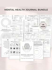 120 Pages Mental Health Journal, Mental Health Journal Set - For Anxiety Relief, Self-Care Recording And Relaxation Exercises - Square - View 4