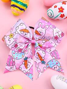 1pc Easter Grosgrain Fabric Bows Hair Ties,Easter Bunny & Carrot & Eggs Print Headband,Adorable Hair Band For Girls Teens Friends Festival Party Gifts - Multicolor - View 7