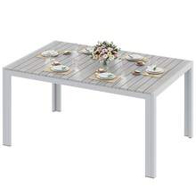 Rectangular Garden Table Made Of Aluminum And WPC, Weatherproof Dining Table For Garden And Patio, Modern Outdoor Table For 6 People, 140x90x75 Cm - Grey - View 2