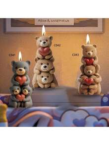 DIY叠叠熊硅胶模具，适用于香氛石膏工艺品 - 白色 - 查看 1