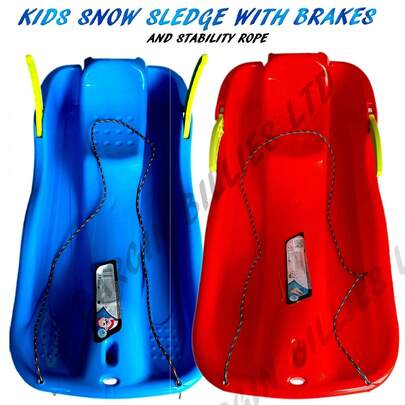 2 X Children's Kid's Snow Sledge With Steering Brakes Sled Sleigh Red And Blue