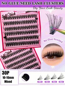 108 Cluster Lash Extensions, Glue-Free, Removable, D 0.07 Natural Look, DIY Eyelash Extension, Cosplay Lashes, 6 Rows, Glue-Free Lashes, Natural & Lengthening Lash Clusters, For Women, Party, Club, Makeup Tools - Multicolor - View 5