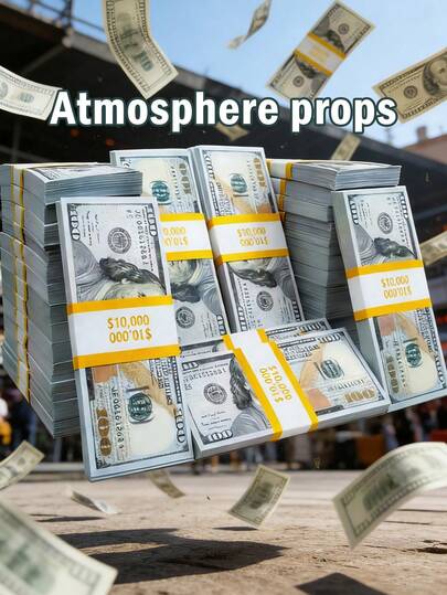100/500/2000张道具钞票，电影道具钞票，100美元道具钞票，适用于音乐视频、魔术表演、恶作剧教程和派对。个性化礼物、情人节礼物、趣味礼物，各种节日（包括情人节、复活节、新年和生日派对）的完美恶搞道具礼物。