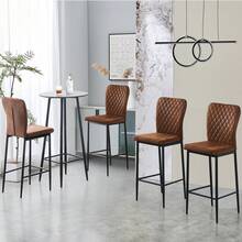 AINPECCA Barstools Set Of 2/4 Suede/Velvet Kitchen Breakfast Bar Stools, Counter Chairs,Kitchen Island Stools With Backs And Footrests - Modern High Bar Stools With Back Rest For Home Bar - Tela de gamuza marrón - Ver 6