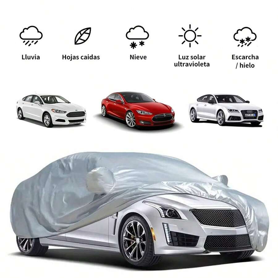 Universal Funda Para Coche Impermeable Protección Solar/Polvo,Resistente al polvo y a la lluvia, Apto para uso diario,Altas temperaturas y tiempo lluvioso o nevado,Grande y Extra Grande - XXL-5,3*2,0*1,5 M - Ver 1